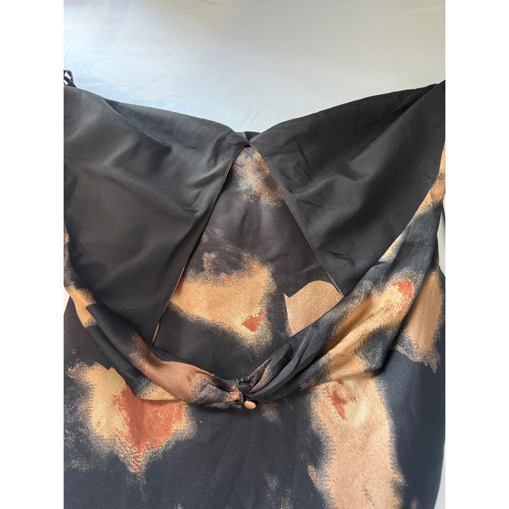 Lulus Halter Midi Dress Small NWT Satin Abstract Print Front Slit Open Back - Picture 13 of 16